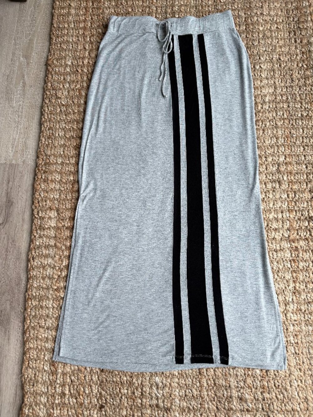 a.n.a Maxi Sweat Skirt Side Slits Tie Waist Sporty Stripe Jogger-Inspired